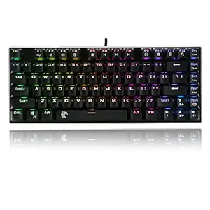 HUO JI E-YOOSO Z-88 Mechanical Gaming Keyboard, RGB LED Backlit, Brown Switches,Water Resistant, Compact USB Wired Keyboard, 81 Keys Anti-Ghosting, for Mac, PC, Laptop