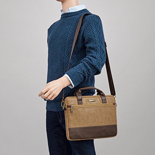 Laptoptasche 13.3, Evecase Premium Doppelfarbige Umhängetasche mit Gepolstert Laptopfach, Fronttasche, Zubehörfach für Laptop in 13,3 Zoll – Fuchs Braun - 7