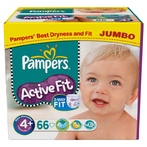 Preisvergleich Produktbild Pampers Windeln Active Fit Gr.4+ Maxi Plus 9-20kg Jumbopack, 66 Stück