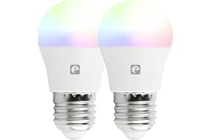 Garza Smarthome - Pack 2 Bombilla LED Inteligente Wifi Esférica G45 E27 5W (40W de Equivalencia) RGB+CCT, Intensidad regulable, Programable, Control por Voz y App (Alexa/Google Home), Wifi 2,4 GHz