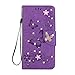 Price comparison product image JOMA E-Shop Huawei Mate 20 Lite Case,Bling Diamond Embossed Butterfly PU Leather Case Wallet Cover with Card Slots & Stand Function Protective Folio Flip Case for Huawei Mate 20 Lite (Purple)