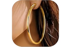 PROSTEEL Orecchini a Cerchio Oro 30/40/60/80MM Oversize Orecchini Donna Oro Combinazioni di Impilamento Chiusura Minimalista Linee Morbide Confezione Regalo
