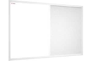 ALLboards Tableau Combi 2 en 1 Magnétique Effaçable à Sec et en Liège Blanc avec Cadre en Bois 90x60cm, Tableau d'Affichage