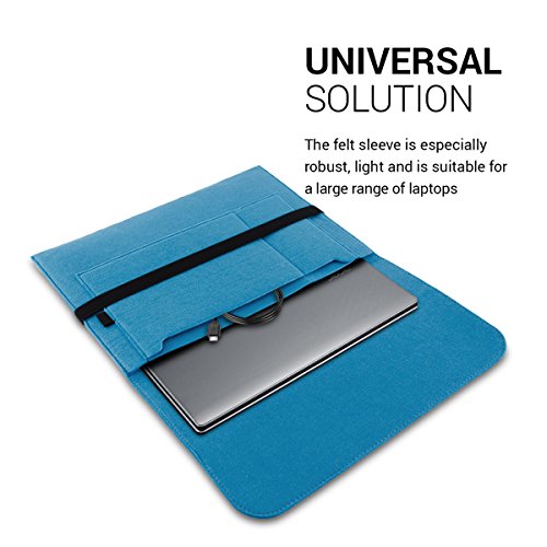 kwmobile Laptoptasche Filz Sleeve für 17″ 17,3″ Laptop / Notebook / Ultrabook – Notebook Tasche Schutzhülle Laptop Case Hülle in Blau mit Innentaschen Innenmaße: ca. 45,5 x 34,5 cm - 3