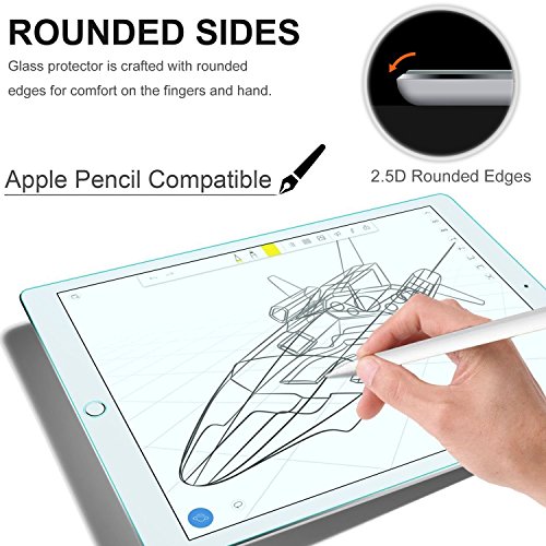 iPad Pro 12.9 Zoll Panzerglas Schutzfolie, iVoler® Premium Panzerglasfolie folie Displayschutzfolie Hartglas Gehärtetem Glas DisplayPanzerglas Schutzfolie Displayschutz Tempered Glass Screen Protector für Apple iPad Pro 12.9“- 0,3mm Dünn, 9H Härtegrad, 2.5D Abgerundete Kanten – [Kratzfest][Hohe Transparenz] [Fingerabdruck-frei][Blasenfrei]-Lebenslange Garantie - 2