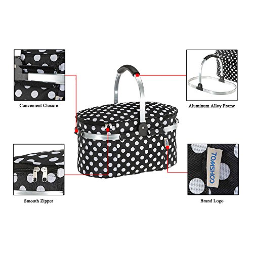 TOMSHOO 30L Picknick Korb Faltbare Einkaufskorb Aluminium Griff 46 * 25 * 24 cm - 6