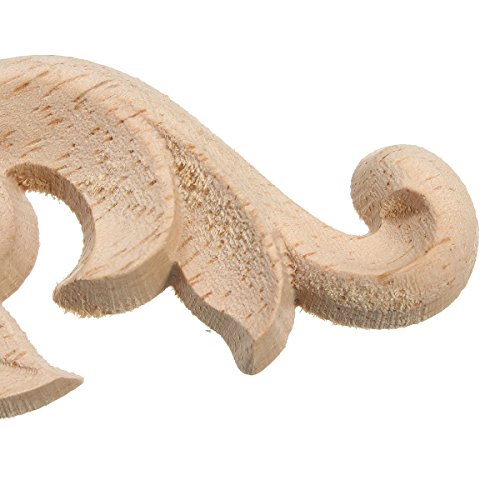 4 Stück Verziehrung Holzornamente Handgemacht Schnitzerei für Schrank Möbel Ecke 107x65x8mm - 4