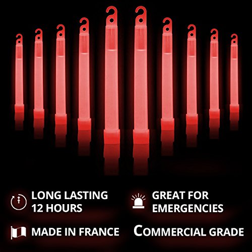 Cyalume SnapLight Rot KnickLichter Glow Sticks – 15cm 6 Inch Industrial Grade Leuchtstab, Ultra helle Light Sticks mit Leuchtdauer 12 Stunden (10-er Pack) - 2