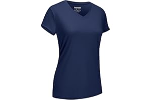 EKLENTSON Women's Short Sleeve T Shirts V-Neck UV Protection UPF 50+ Shirts Quick Dry Lightweight Summer Running Top