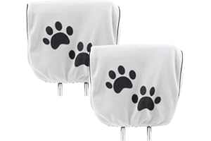ComPDCVD 2 Piece Auto Kopfstützenbezüge mit Pfotenabdruck Abnehmbare Kopfstütze Sitzbezüge Staubdicht Waschbar Kopfstützenschutz Abdeckung Auto Universal Kissenbezug für LKW Bus Reisebus Auto