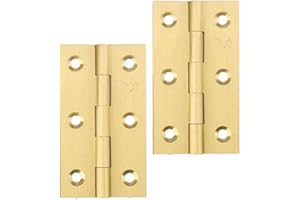 YOFASEN Miedź Małe Zawiasy Zawiasy Drzwiowe - Mosiężne Składane Zawiasy Doczołowe Zawiasy Meblowe do Szafek, Złoto, 3 Inch(76x41x1.6mm) - 2pcs