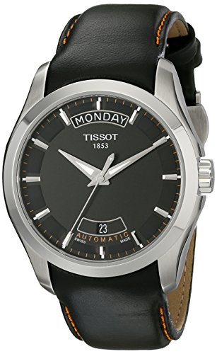 Tissot Men's 39mm Black Calfskin Band Steel Case Anti Reflective Sapphire Automatic Watch T0354071605101