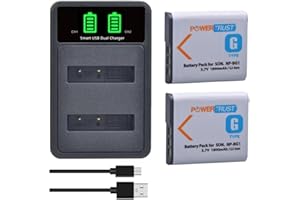 PowerTrust 2Pcs NP-BG1 NP-FG1 Battery and Charger for Sony Cyber-Shot DSC-W150 DSC-HX5 DSC-N1 DSC-W170 DSC-T100 DSC-H55 DSC-H9 DSC-WX1 DSC-N2 DSC-H10 DSC-H7 DSC-T20