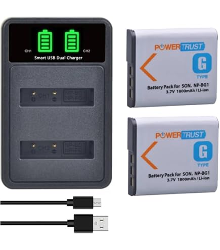 Kit 2 Batteries NP-BG1 + Chargeur USB Pour Sony Cyber-shot - DuraPro - Compatible DSC-H7, H9, W Series