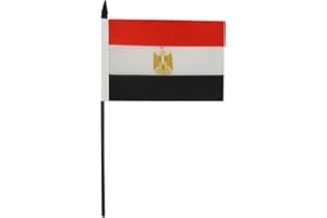 AZ FLAG - Drapeau De Table Egypte - 15x10 cm - Mini Drapeau Egyptien De Bureau 100% Polyester Avec Hampe De 25cm Et Socle En Plastique Noir