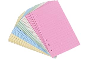 STOBOK 50 Hojas de Recarga de Colores Para Cuaderno A6 de 6 Agujeros - Papel de Recambio Para Planner, Diario, Libreta de Viaje - Índice Divisor