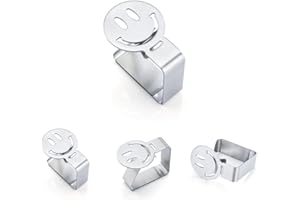 UTILYTAIS Pinzas para Mesa Exterior - Pack 4 - Clips Mesa de jardín Exterior - Sujeta manteles para Mesa de terraza - Agarra manteles - Acero Inoxidable - Accesorios Autocaravana (Cara)