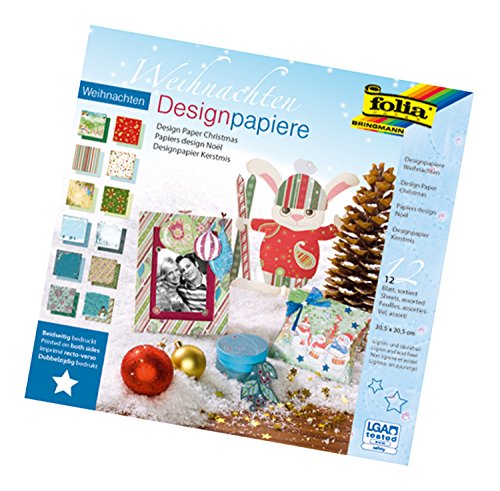 Max Bringmann Folia 10549 - Diseño Bloc de Papel de Navidad, 30,5 x 30,5 cm, 12 Hojas Surtidos