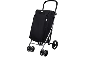 Carlett - Lite Duo Lett430 |Carro de la Compra | Carrito Plegable para Supermercado | 4 Ruedas | Manillar Regulable y Freno de Seguridad | Bolsa Extensible 48L | Bolsa Térmica 10L | Negro