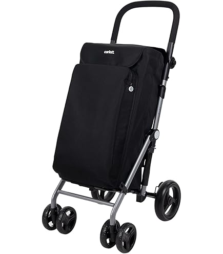 Chariot De Courses Hoppa - Léger Et Pliable, 74L, 6 Roues - Noir - Idéal Courses Et Rangement