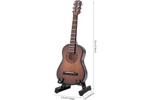 Garosa Miniatur-Gitarre-Modell-Holz-Musikinstrument-mit-Stand-&-Box-Kinderzimmer-Dekoration-schöne-Handwerksornamente-Wohnkultur-(10cm-Braun)