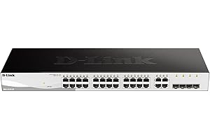 D-Link DGS-1210-28/E - Switch 24 Puertos Gigabit y 4 Puertos SFP Combo 100/1000 Mbps (Altura 1U, VLAN automática para Video vigilancia y telefonía IP) - Solo Cable de alimentación de la UE