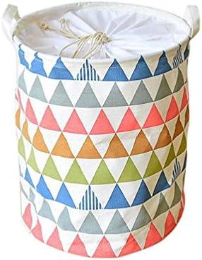 EchoFun Canvas Print Anchor Laundry Basket Hamper Cylindric Drawstring Bin Bag Toy Tidy Storage with Handles 35 x 45cm