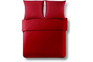 Alreya Copripiumino Matrimoniale Renforcé 100% cotone - 200 x 220 cm - Rosso - Solo Il Copripiumino con Cerniera