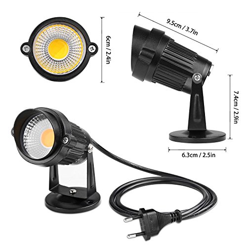 LemonBest® 5W COB LED Lawn Licht Garten Scheinwerfer, Wasserdichtes Bodenleuchte Gartenstrahler Teichstrahler, AC 85-245V, EU Stecker (Warm weiß) - 9