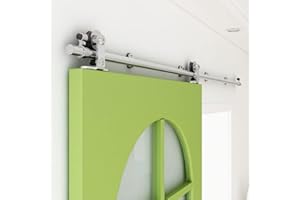 BONIKLUBA 5.5FT/171CM Stainless Steel Sliding Barn Door Hardware Track Kit for Single Door Less 86cm Wide (T Hangers)