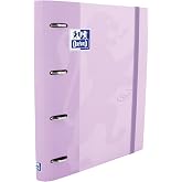 Oxford Touch 4 Ring Binder A4, Hard Cover, Elastic Closure | Includes 5 x 5 Grid Refill, 5 Colour Strips, Sticker Sheet, Mauv