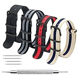 Uhrenarmband Packung mit 4 Nato Strap 16mm 18mm 20mm 22mm 24mm Ballistic Nylon Uhr Armband Zulu Uhrband mit Schwarz Edelstahl Schnalle