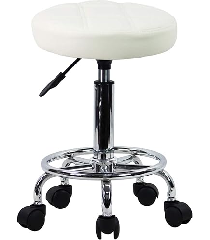 Sgabello Girevole FNZIR Con Schienale - Altezza Regolabile 55-70 Cm, Ruote, Sedile In Pelle PU, Nero - Foto 10