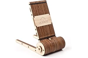 UGEARS Soporte móvil Mesa Madera - Soporte Universal para Smartphone Plegable y portátil - 3D de Madera - Maquetas Madera - Rompecabezas 3D para Adultos - Smartphone Holder Flexible