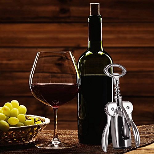 UClever Korkenzieher Flügel-Korkenzieher Weinen Weinöffner Set mit Folienschneider Wein Ring und Weinkorken Wein Ausgießer – 5 Stück - 5