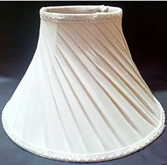 Aadhya Creations Round Slanting Pleated Cream with Lace Border Lamp Shade for Table Lamp (Size in cms: 30.5 x 30.5 x 20.3, Color: Off White; Holder Dia: 2.5 cms)