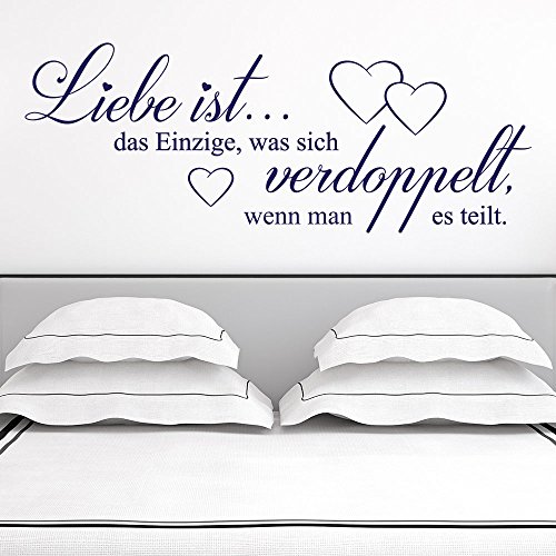 KLEBEHELD® Wandtattoo Liebe ist das Einzige, was sich verdoppelt, wenn man es teilt | Größe 120x45cm, Farbe weiss - 3