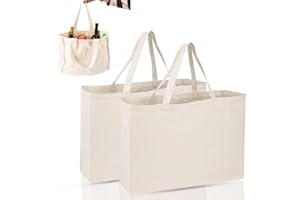 Coztie Baumwolltasche, 2 Stück Groß Einkaufstasche 45 x 35 cm Baumwollbeutel Stoffbeutel, Jutebeutel, Stoffbeutel Unbedruckt für Wäsche Sport Shopping Wiederverwendbare Jutebeutel