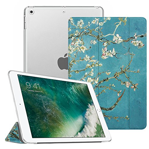 Fintie iPad 9.7 Zoll 2017 Hülle - Ultra Slim Superleicht Schutzhülle mit Lichtdurchlässig Rückseite Abdeckung Smart Cover Case Tasche mit Auto Schlaf / Wach und Standfunktion für Apple iPad 2017 Neue Modell, Mandelblüten