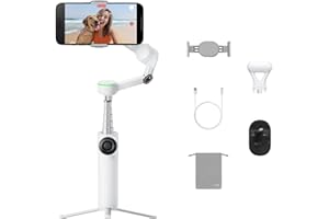 Insta360 Flow 2 Pro Vlog Bundle Weiß - Faltbarer AI Phone Gimbal, Tracking in 200+ Apps mit Apple DockKit, 360º-Pan-Tracking, integr. Stativ/Selfie-Stick, Fernbedienung, Spotlight/Rucksackhalterung