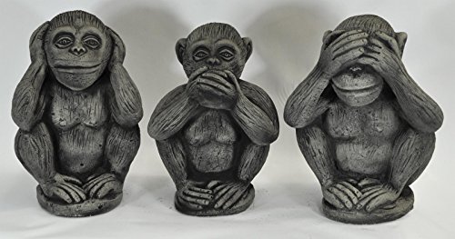 3 Affen Set massiv Nichts sehen hören sagen Glücksbringer Skulptur - 2