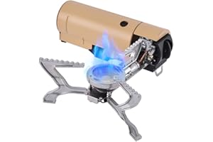 Tentock Fornello a Gas da Campeggio Portatile 2670W Fornellini da Viaggio Pieghevole con Accensione Piezo e Custodia per il Trasporto per Cucinare all'aperto Escursioni Picnic (cachi)