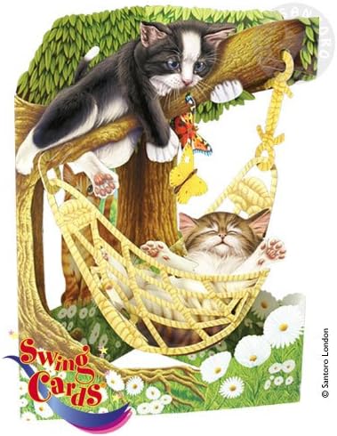 Cats in Hammock Swing Card - Santoro 3D Pop-Up Greetings & Birthday Card for Her