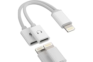 KEFIANY Iphone Dual Lightning Adapter Dongle Charger Headphone Connector 2in1 Audio Charge Jack AUX Cable Splitter Apple MFI Certified Double for 14 13 12 11 Pro Max Mini 7 8 Plus X XR SE Ipad music converter