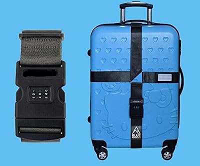 BlueMountain ⭐ BlueMoutain® - Sangles en croix pour Valise (Voyage) - Verrouillage 3 chiffres / Qualité Renforcée