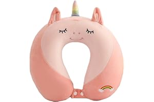 EXQULEG Poduszka podróżna z bawełny PP, z motywem litery U, idealna na podróż, do biura i domu (jednorożec)