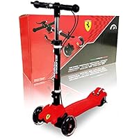 Ferrari Scooters para niños y adultos 3 rondas Más de 3 años Carga 50KG Scooter plegable Patines Scooter 3 Altura ajustable A prueba de golpes Scooter de ocio Rojo