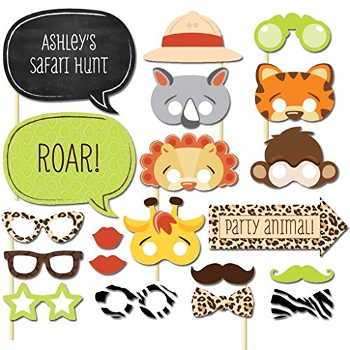Veewon 20 Fotorequisiten & Fotoaccessoires Babyparty für Kinder 1. Geburtstags Party Dekoration Mittelstücke Lustige Safari-Dschungel-Tier Stil Photo Booth Props auf einem Stock