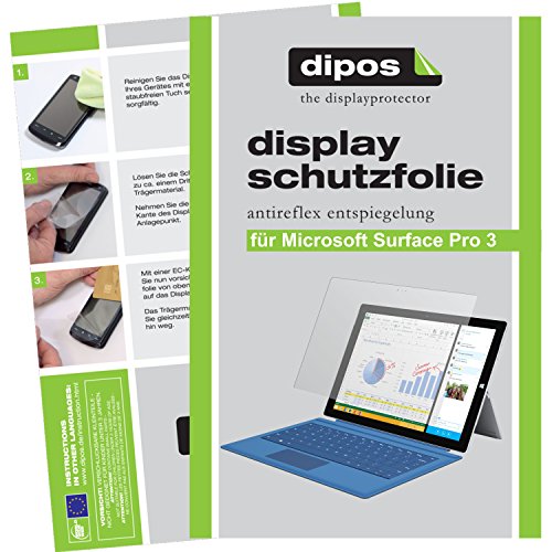 dipos Microsoft Surface Pro 3 Schutzfolie (2 Stück) – Antireflex Premium Folie matt - 2