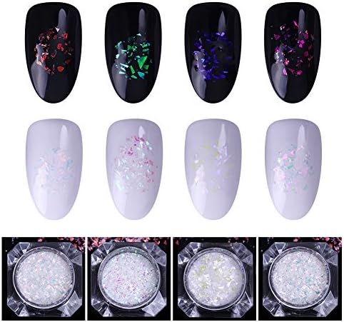 Meicailin 4 Box/Set Irregular Transparent Nail Flakies Sequins 1g Multichrome Colorful Cloud Glitter Powder Paillette Manicure Nail Art Decoration